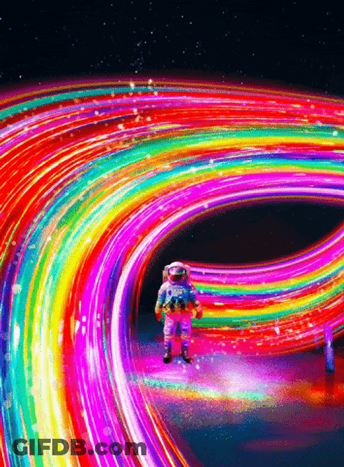 Rainbow Standing Astronaut GIF