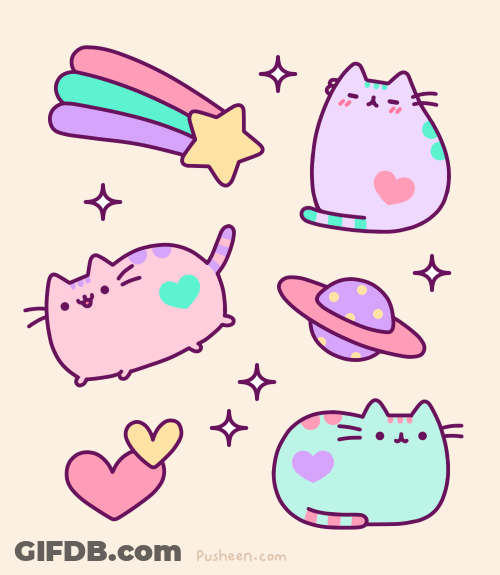 Rainbow Star Pusheen GIF