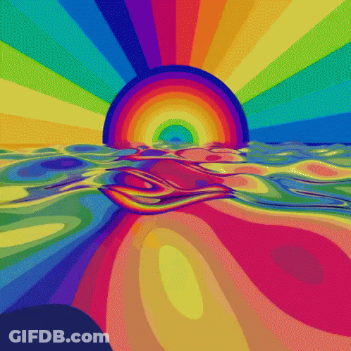 Rainbow Sunset Over Water GIF