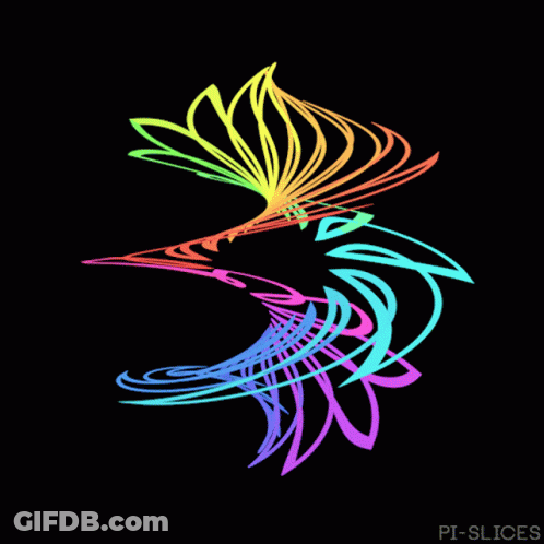 Rainbow Swirl On Black Background Pi-Slices GIF