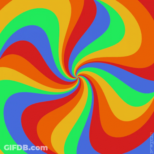 Rainbow Swirl On Blue Background GIF