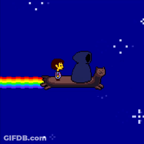 Rainbow Trail Cat Gliding GIF