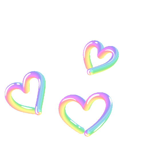 Rainbow Transparent Heart Sticker Floating GIF