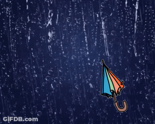 Rainbow Umbrella With Rain Drops GIF