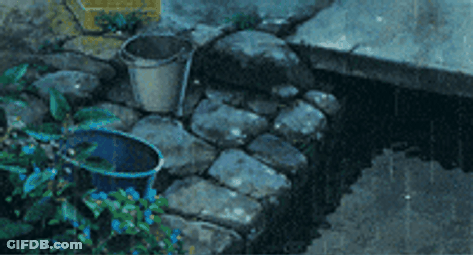 Raining Bucket Anime Scenery GIF