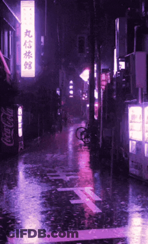 Raining In The Street Purple Asthetic GIF