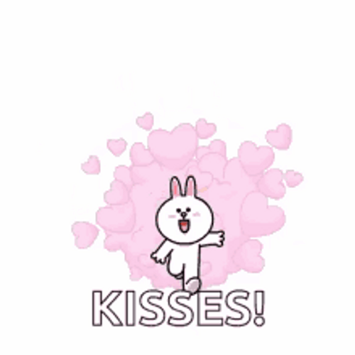 Raining Kisses Cony Cute Bunny Love GIF