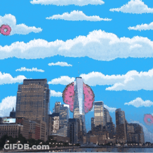Raining Of Donuts In The City GIF