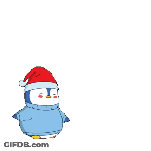 Raining Present Pudgy Penguin Merry Christmas GIF