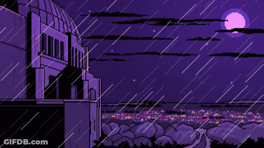 Raining Purple Anime GIF