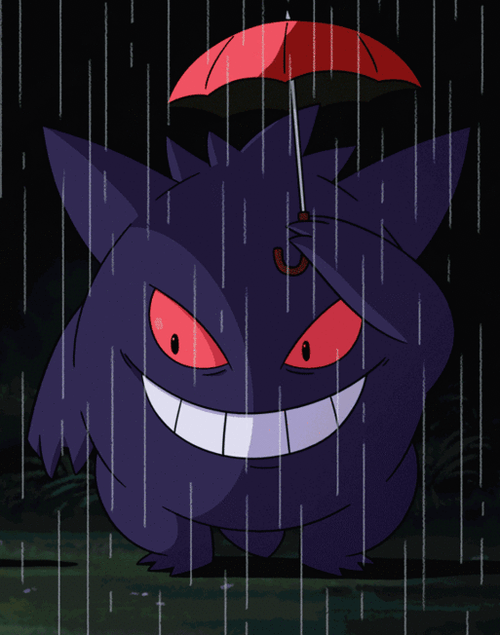 Raining Umbrella Gengar Pokemon GIF
