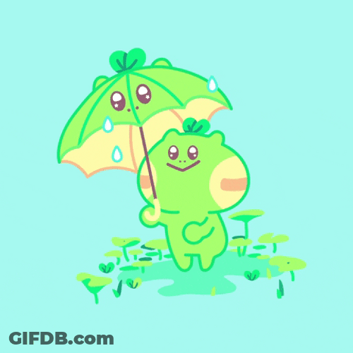 Rainy Day Cute Frog Umbrella GIF