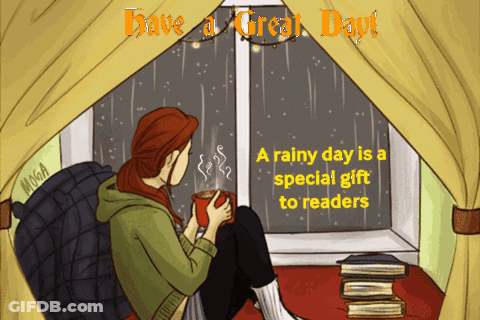 Rainy Day Woman With Coffee By Window GIF