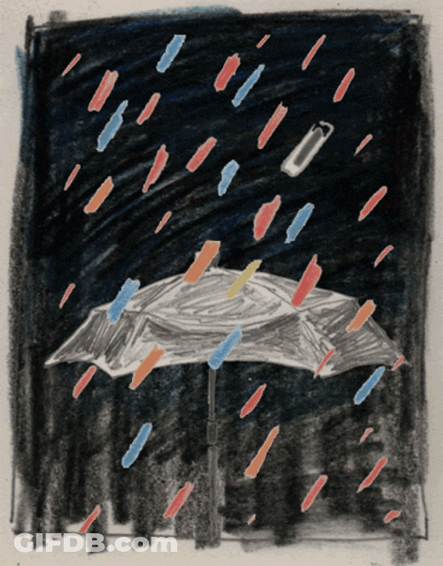 Rainy Friday Colorful Rain Pouring GIF