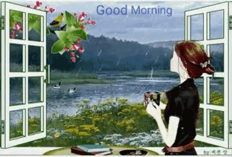 Rainy Friday Girl Looking Out A Window GIF