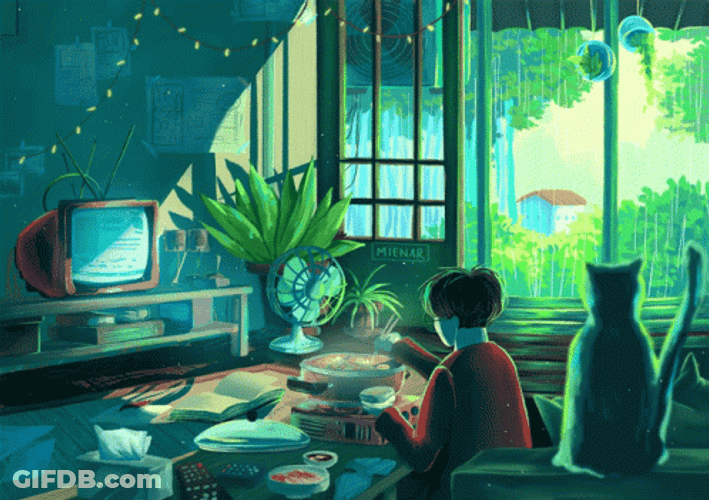 Rainy Friday Guy Watching Television GIF