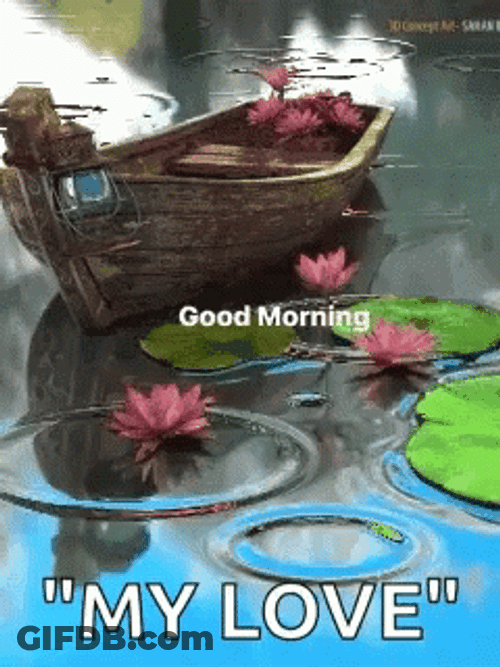 Rainy Good Morning With Boat GIF