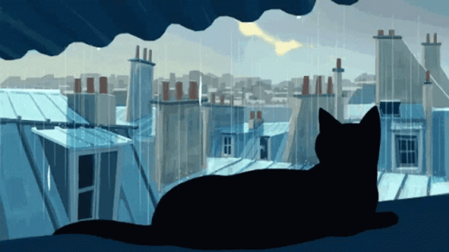 Rainy Saturday Cat Silhouette GIF
