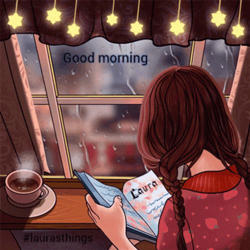 Rainy Saturday Girl Reading Book Beside Window GIF