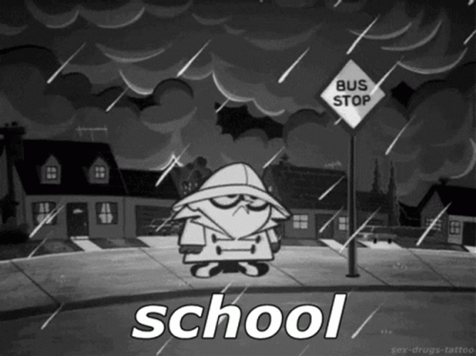 Rainy Wednesday Dexter At Bus Stop GIF