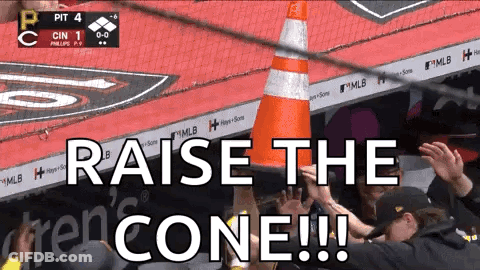Raise The Cone Sign In Front Of Crowd GIF