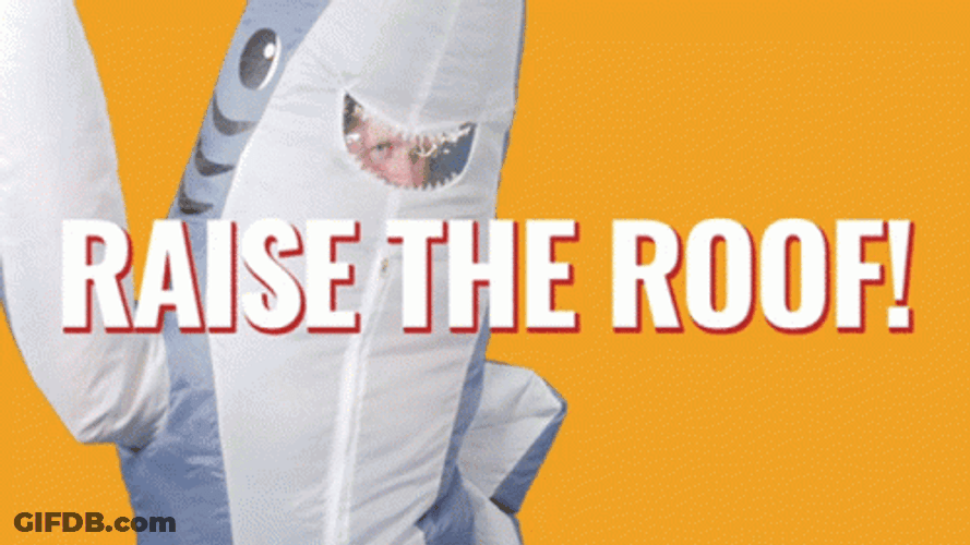 Raise The Roof Shark Mascot GIF