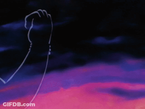 Raised Fist Purple Sky GIF