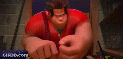 Ralph From Wreck It Ralph Is Holding A Red Exclamation Mark In His Hand . GIF