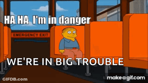 Ralph Sitting On Bus Saying We're In Big Trouble GIF