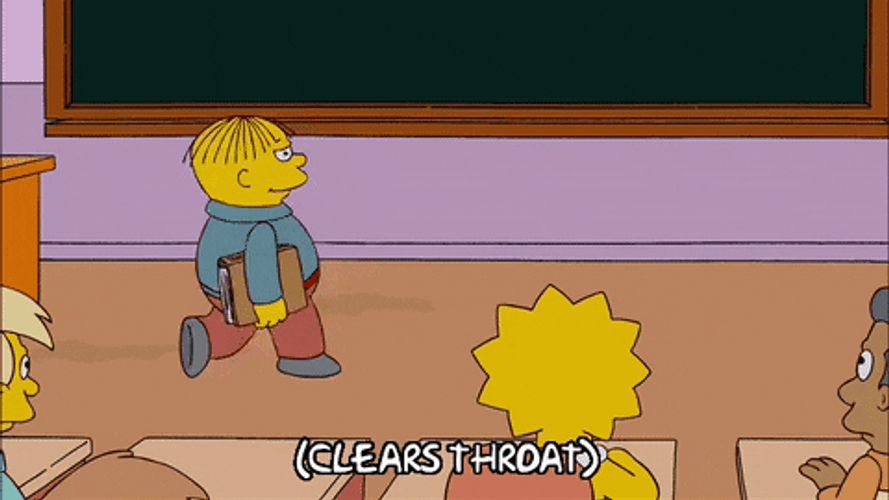 Ralph Wiggum Clears Throat While Opening Book GIF