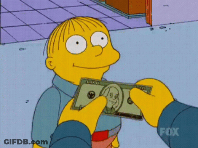 Ralph Wiggum Eating Dollar Bill GIF