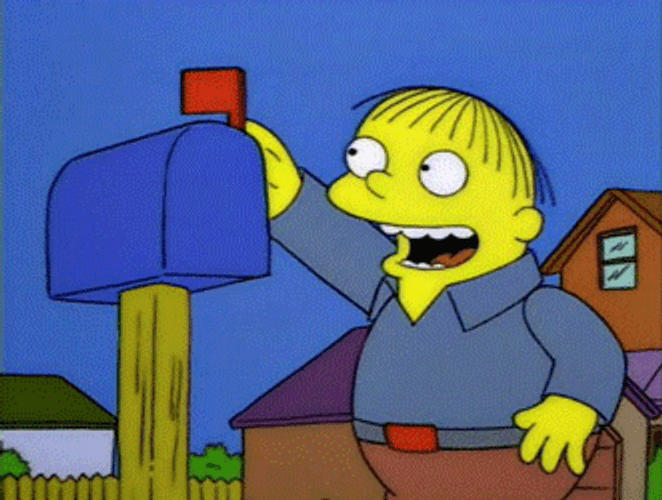 Ralph Wiggum Laughing Opening Mail Box GIF