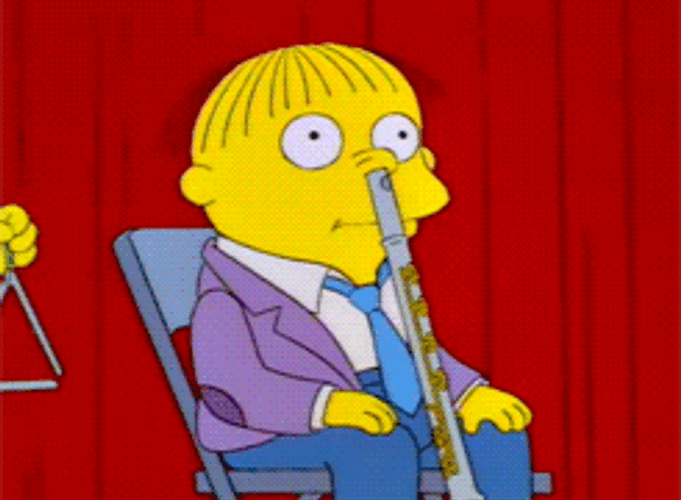 Ralph Wiggum Playing Flute With His Nose GIF