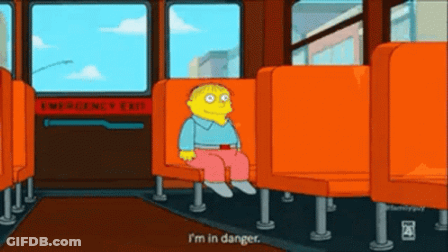 Ralph Wiggum Riding A Bus Im In Danger GIF