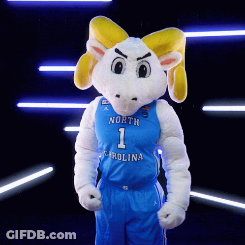 Ram Mascot In Blue Jersey Number 1 GIF