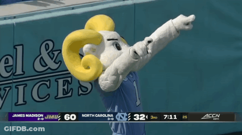 Ram Mascot Pointing At Vices Sign GIF