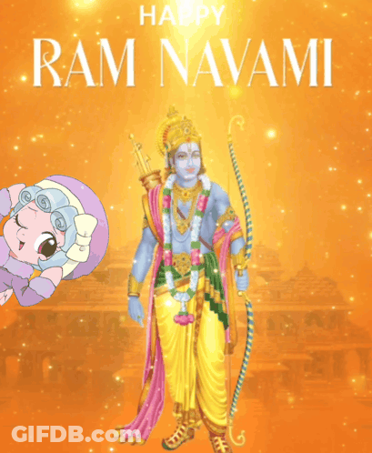 Ram Navami Greeting Card With Cartoon Ram GIF