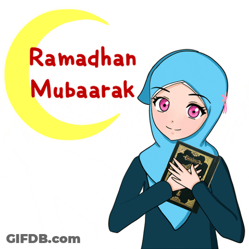 Ramadan Mubarak Girl Sticker Greeting Moving Eyebrows GIF