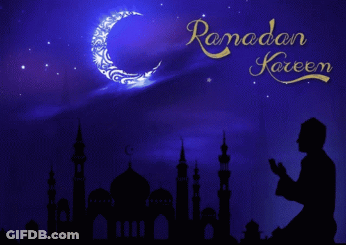Ramadan Mubarak Glowing Moon At Night Animation GIF