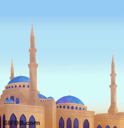 Ramadan Mubarak Greeting With Church View At Night GIF