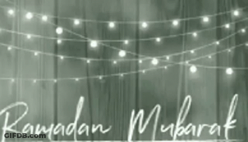 Ramadan Mubarak Lights On Wooden Wall GIF