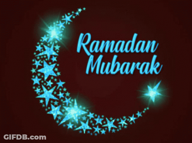 Ramadan Mubarak Starry Blue Crescent Moon GIF