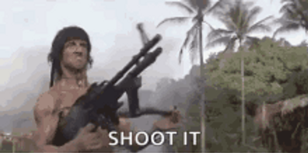Rambo First Blood Firing Machine Gun Shooting GIF