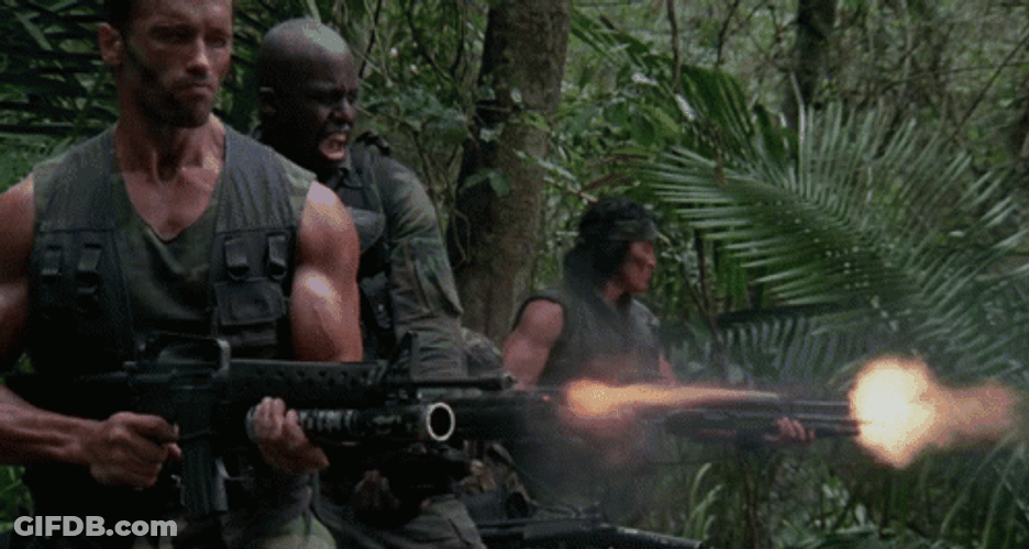 Rambo Machine Gun In Forest GIF