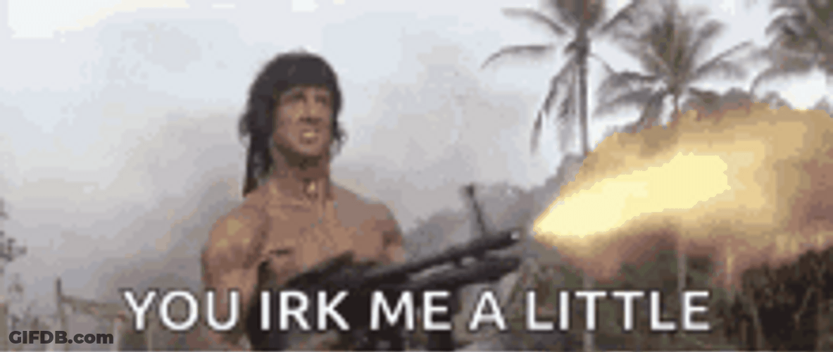 Rambo Machine Gun Shooting You Irk Me Little GIF