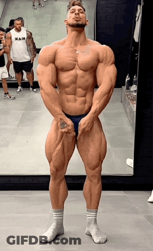 Ramon Raise Arm Flexes Abs Biceps GIF
