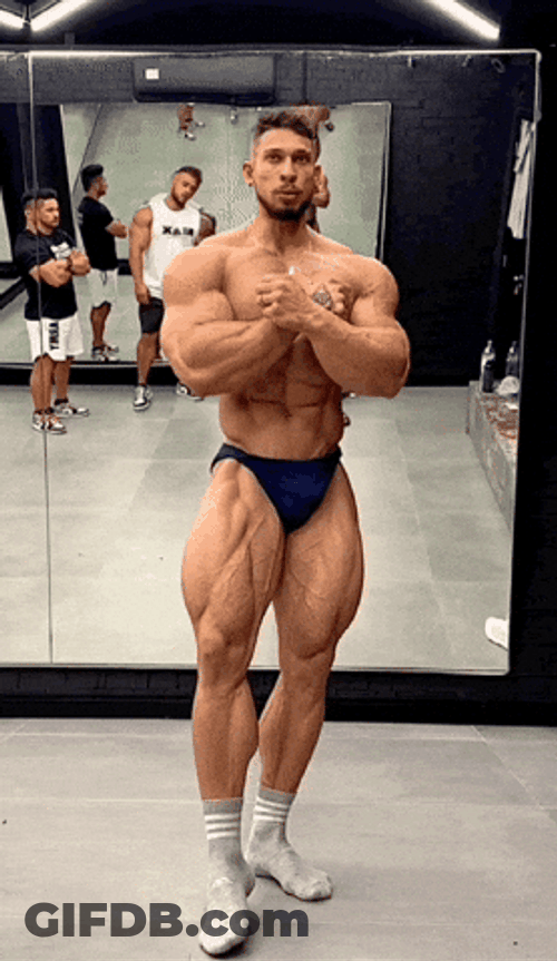 Ramon Raise Arm Put Back Head Muscle Flex GIF