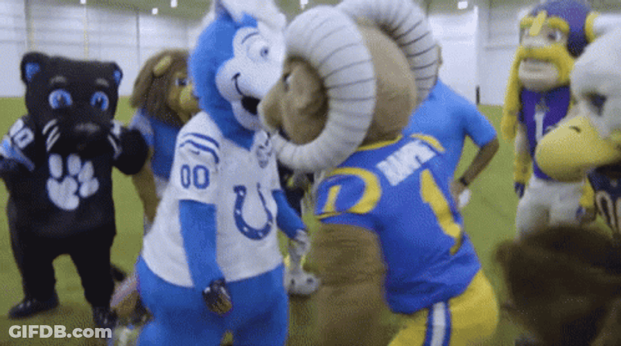 Rams Rampage Mascot Hugging GIF