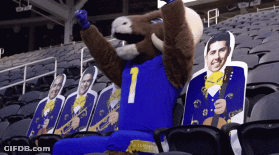 Rams Rampage Mascot Sitting On Bleachers GIF