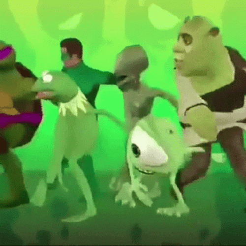 Random Green Characters Dancing GIF